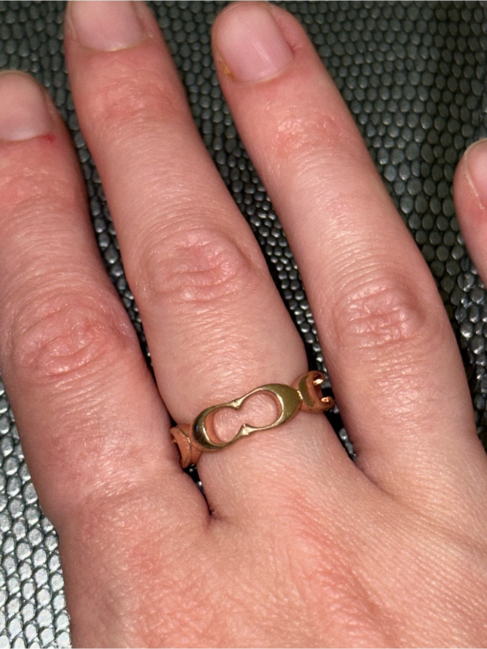 Coach Rose Gold CC Link Ring